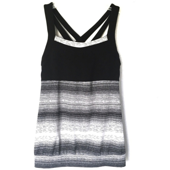 Athleta Stride Crunch And Punch Black White Tank Top Women's XXS Striped Strappy - Picture 2 of 9